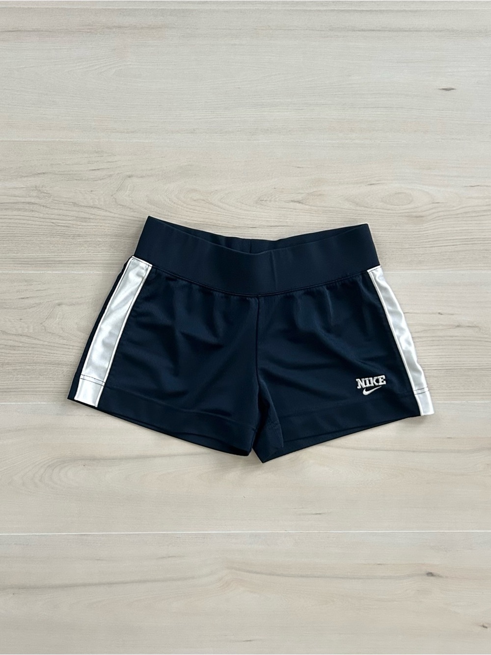 y2k navy and white nike shorts